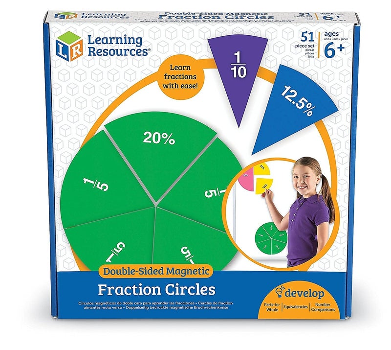 Learning Resources LER1616 Double-Sided Magnetic Fraction Circles - Image 1