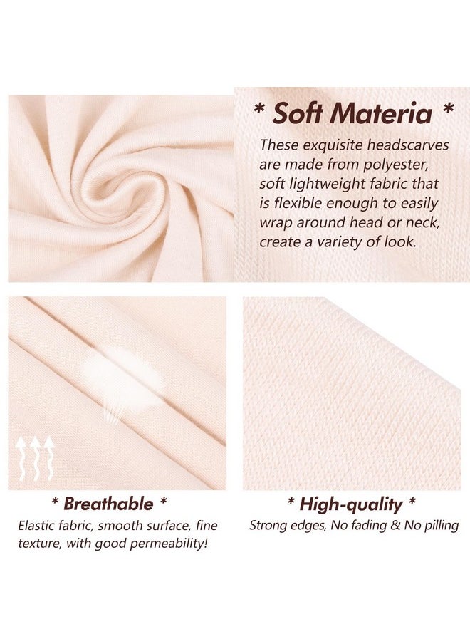 Xtrend - 1 Piece Stretch Head Wraps Fashion Headband African Solid Color Turban Neck Sleeve Soft Breathable Headwrap For Women (Beige) - Image 1