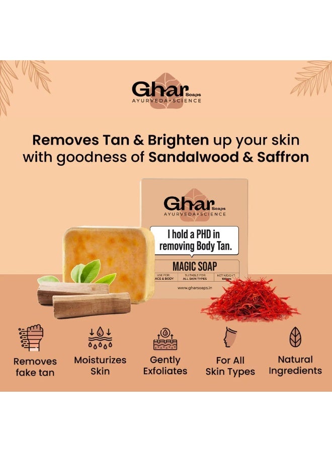 Ghar soaps Sandalwood & Saffron Magic Soaps For Bath (100 Gms Pack Of 1) | Paraben Free - Image 2