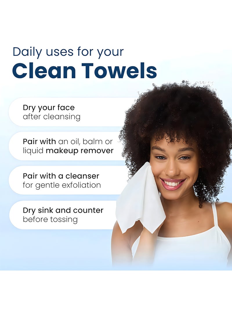 CLEAN SKIN TOWEL, Disposable Face Towels, Ultra Soft and Absorbent for Makeup Removal, Face Wipes for Cleansing & Daily Skincare, 100%Biodegradable,50 Pcs (1 Box) - Image 2