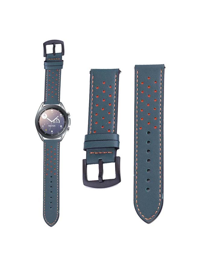 Perfii Dot Genuine Leather Replacement Band for Samsung Galaxy Watch3 41mm Green - Image 1