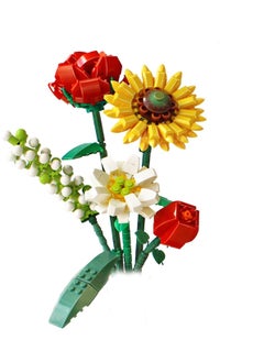 ULHYC ULHYC Mini Bricks Flower Bouquet Building Sets, 568Pcs Creative Blocks DIY Unique Flowers Home Decoration, Gift for Girls Kids Adults (Rose/Sunflower)  - Image 1