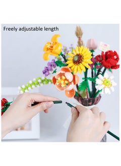 ULHYC ULHYC Mini Bricks Flower Bouquet Building Sets, 568Pcs Creative Blocks DIY Unique Flowers Home Decoration, Gift for Girls Kids Adults (Rose/Sunflower)  - Image 4