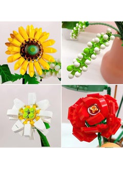 ULHYC ULHYC Mini Bricks Flower Bouquet Building Sets, 568Pcs Creative Blocks DIY Unique Flowers Home Decoration, Gift for Girls Kids Adults (Rose/Sunflower)  - Image 5