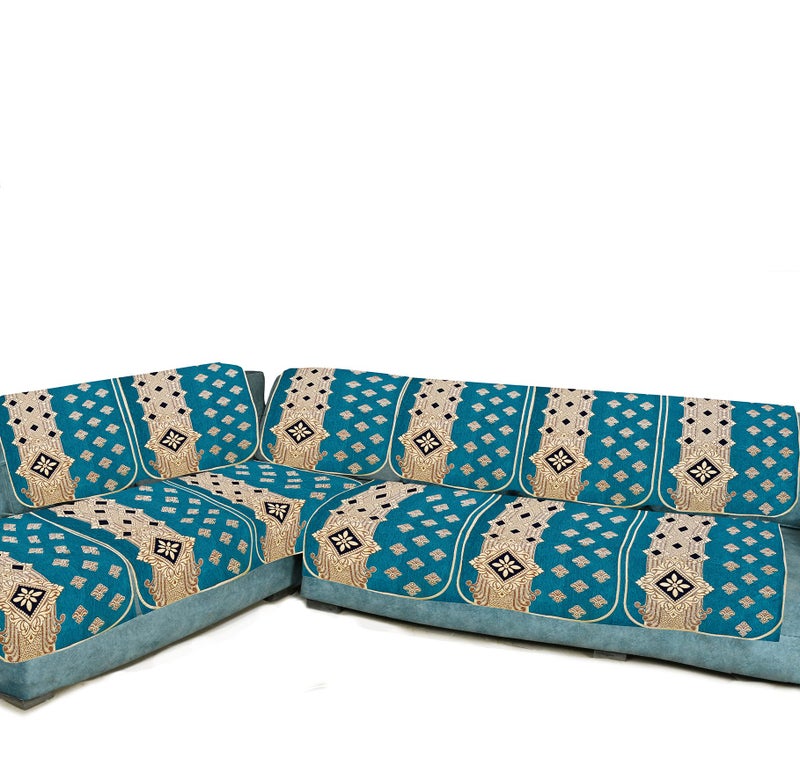 Dazzling DECOR L Shape Velvet Sofa Cover Set for Living Room - Weaved Sofa Back Slip Covers Panels 3 and 2 and 1 Seater Cover for Long Sofa Couch - Premium Stylish Slip Cover Protector, Aqua_101 - Image 2