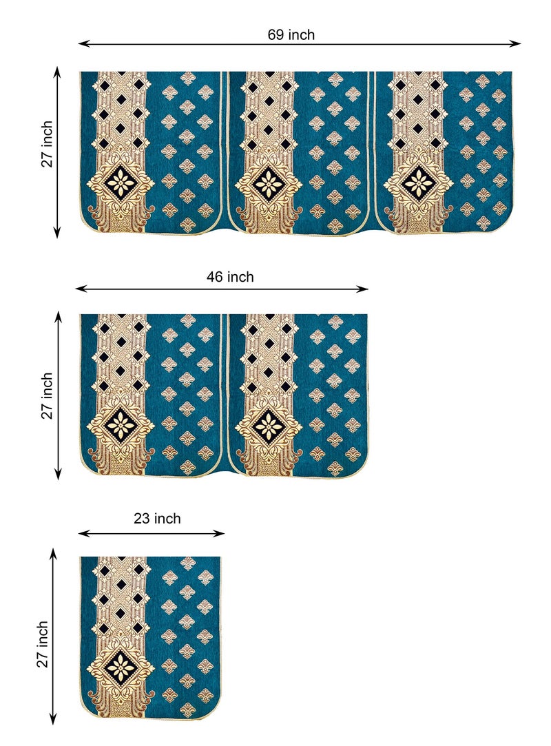Dazzling DECOR L Shape Velvet Sofa Cover Set for Living Room - Weaved Sofa Back Slip Covers Panels 3 and 2 and 1 Seater Cover for Long Sofa Couch - Premium Stylish Slip Cover Protector, Aqua_101 - Image 3