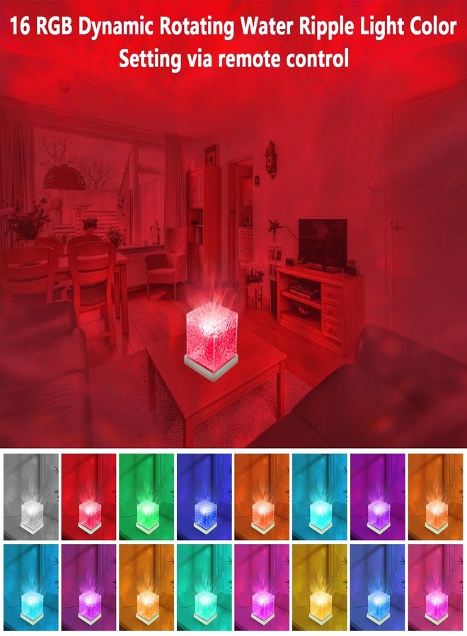 MEINV Northern Lights Ocean Wave Table Lamp Projector, 16 Colors Dynamic Rotating Underwater Wave Lights, Cube Aurora Glow Projector Night Light with Remote Control for Bedroom Bed Kids Adults Baby Room - Image 2