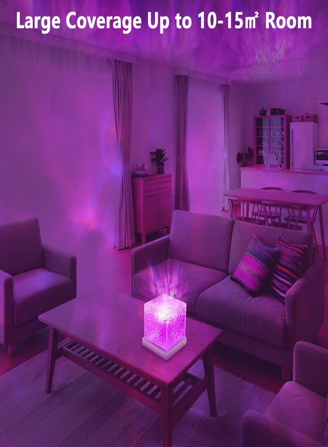 MEINV Northern Lights Ocean Wave Table Lamp Projector, 16 Colors Dynamic Rotating Underwater Wave Lights, Cube Aurora Glow Projector Night Light with Remote Control for Bedroom Bed Kids Adults Baby Room - Image 5