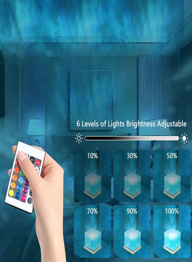 MEINV Northern Lights Ocean Wave Table Lamp Projector, 16 Colors Dynamic Rotating Underwater Wave Lights, Cube Aurora Glow Projector Night Light with Remote Control for Bedroom Bed Kids Adults Baby Room - Image 3