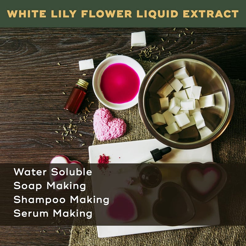 BRM HERBALS BRM Herbals White Lily Flower Liquid Extract Water Soluble 100 Grams For Soap Making Shampoo Cosmetics Lotions Creams Face Wash Serum Making Diy Personal Care For Face Hair Skin Body  - Image 3
