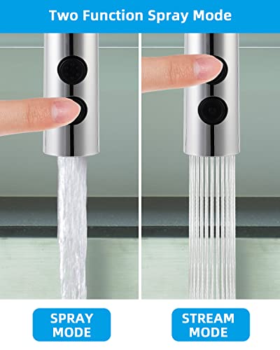 Hibbent Pull Out Sink Sprayer, 2 Function Kitchen Faucet Head, Bathroom Pull Down Spray Head with G1/2 or 13/16 Inch Male Connector, Chrome - Image 2