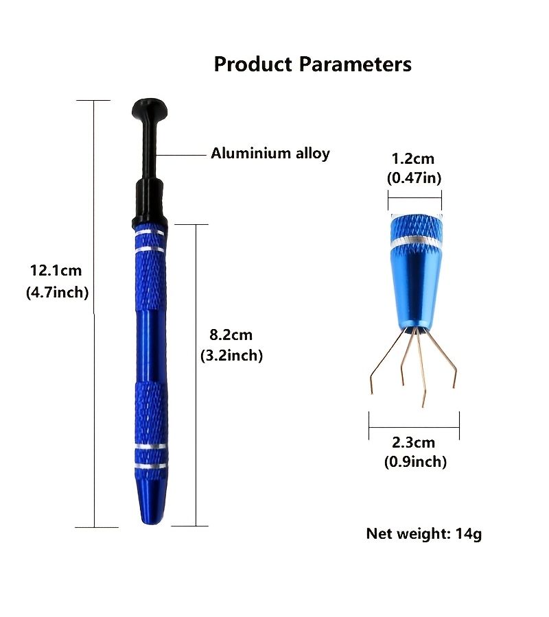 1 Set Blue Computer And Mobile Phone Repair Tools With IC Extractor Chip Puller PLCC Extractor Electronic Component Tweezers Ball Grid Array Chip Picker Surface Mount Integrated Circuit Desoldering - Image 4