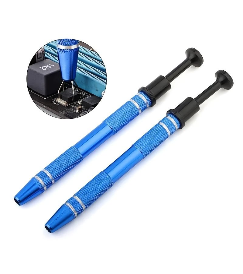 1 Set Blue Computer And Mobile Phone Repair Tools With IC Extractor Chip Puller PLCC Extractor Electronic Component Tweezers Ball Grid Array Chip Picker Surface Mount Integrated Circuit Desoldering - Image 5