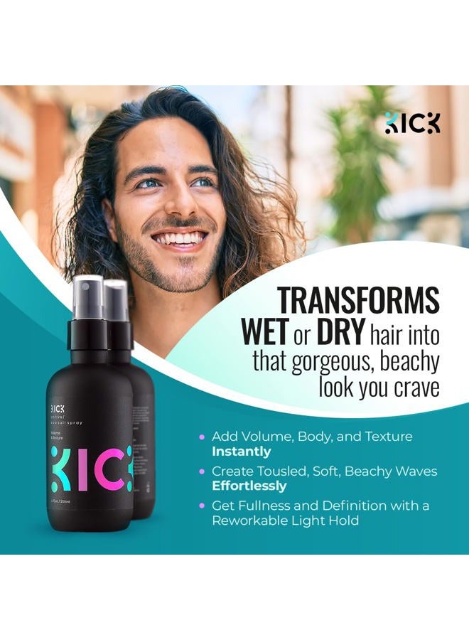 KICK Sea Salt Spray for Hair - Natural Texturizing Spray for Gorgeous Beachy Waves All Day Long - 6.75Oz / 200ml - Image 2