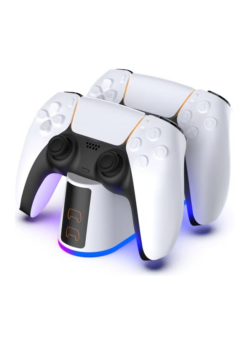 SHOPUP4U PS5 Controller Charger Staion with RGB Light,Fast Charging Dock for PlayStation 5 Controller,LED Indicator,USB C Cable,Click-in Design, Safe Intelligent Protection for PS5 Controller