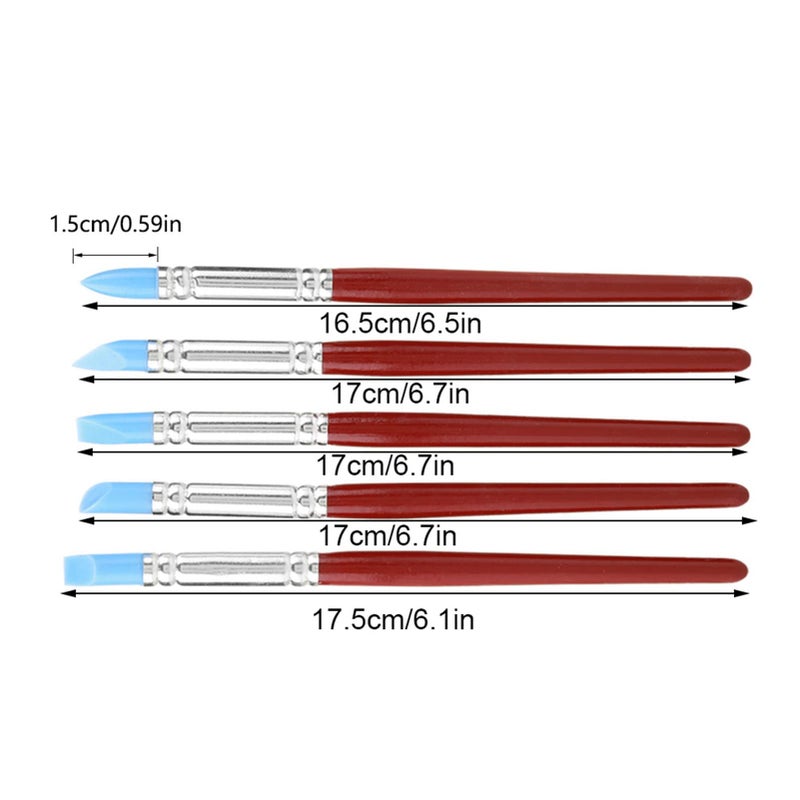 5Pcs Rubber Tip Paint Tools for Ceramic Clay Sculpting and Pottery Modeling - Image 5