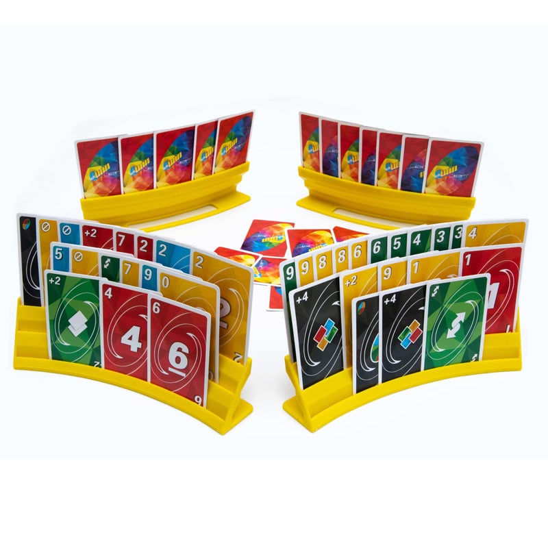 BORICO Card Holders for Playing Cards 4 Pack Playing Card Holder for Kids and AdultsStackable Storage Game Card Tray for Arthritis Patients with a Travel Pouch Yellow - Image 3