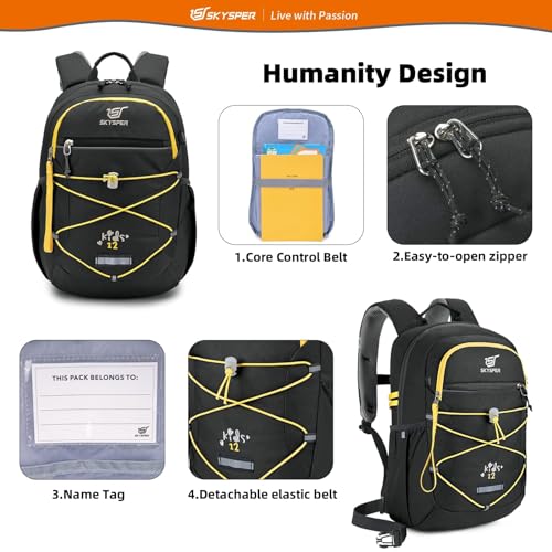SKYSPER Kids Backpack 12L Children School Bag Child Boy Girl Pack Ages 4-8 for Traveling Day Trips Classes Camping(Black) - Image 4