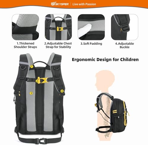 SKYSPER Kids Backpack 12L Children School Bag Child Boy Girl Pack Ages 4-8 for Traveling Day Trips Classes Camping(Black) - Image 3