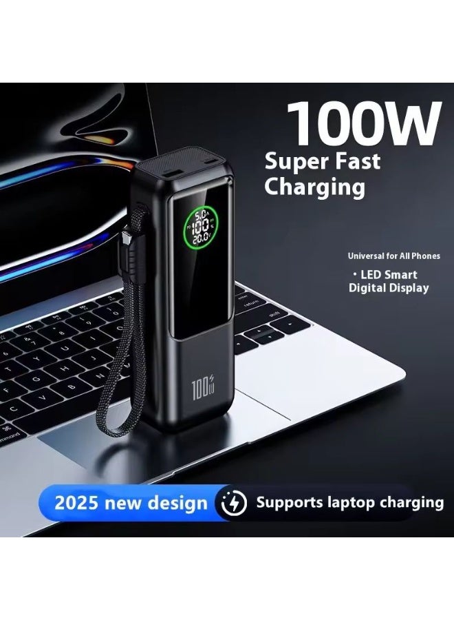 بلجن شاحن متنقل باوربانك BLUGGENN بسعة 20,000mAh وشحن سريع 100W – منفذين USB-C، كابل مدمج وقابل للسحب، شحن 3 أجهزة في وقت واحد، ضمان 12 شهر - Image 5