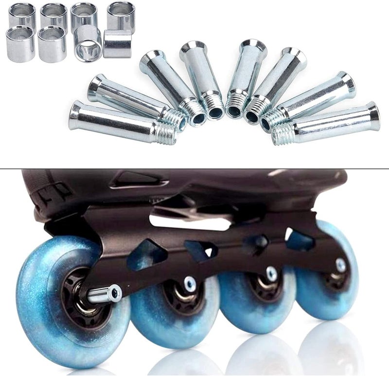 Still Awake Inline Skate Axle Spacer Screw Replacement, Aluminum Alloy Rollerblade Wheel Bearing Spacer, Roller Replacement Accessories With Axle & Screws & Wrench - Image 4