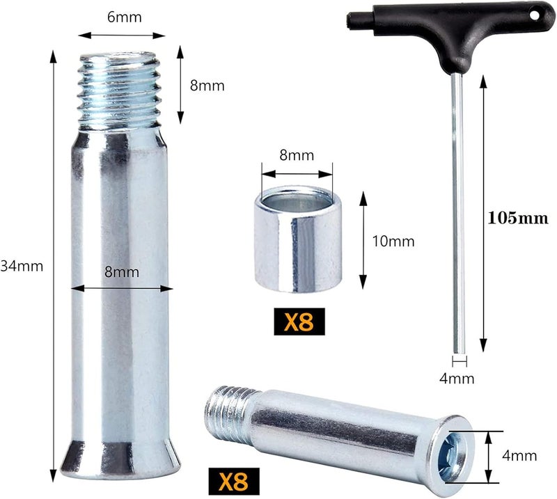 Still Awake Inline Skate Axle Spacer Screw Replacement, Aluminum Alloy Rollerblade Wheel Bearing Spacer, Roller Replacement Accessories With Axle & Screws & Wrench - Image 2