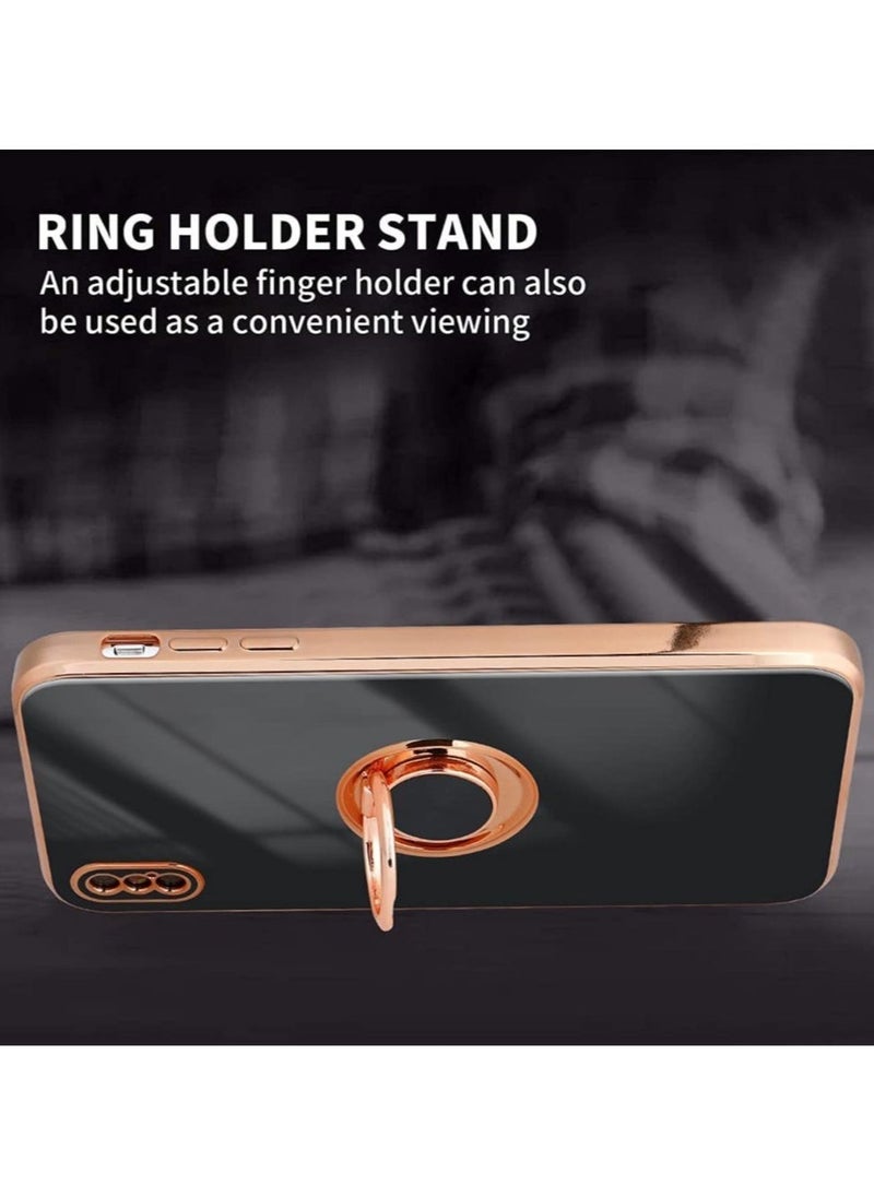 for iPhone Xs MAX Case, Slim Fit Protective Phone Case Cover with Ring Holder Kickstand Magnetic Car Mount Feature for iPhone Xs MAX 6.5 in - Blac