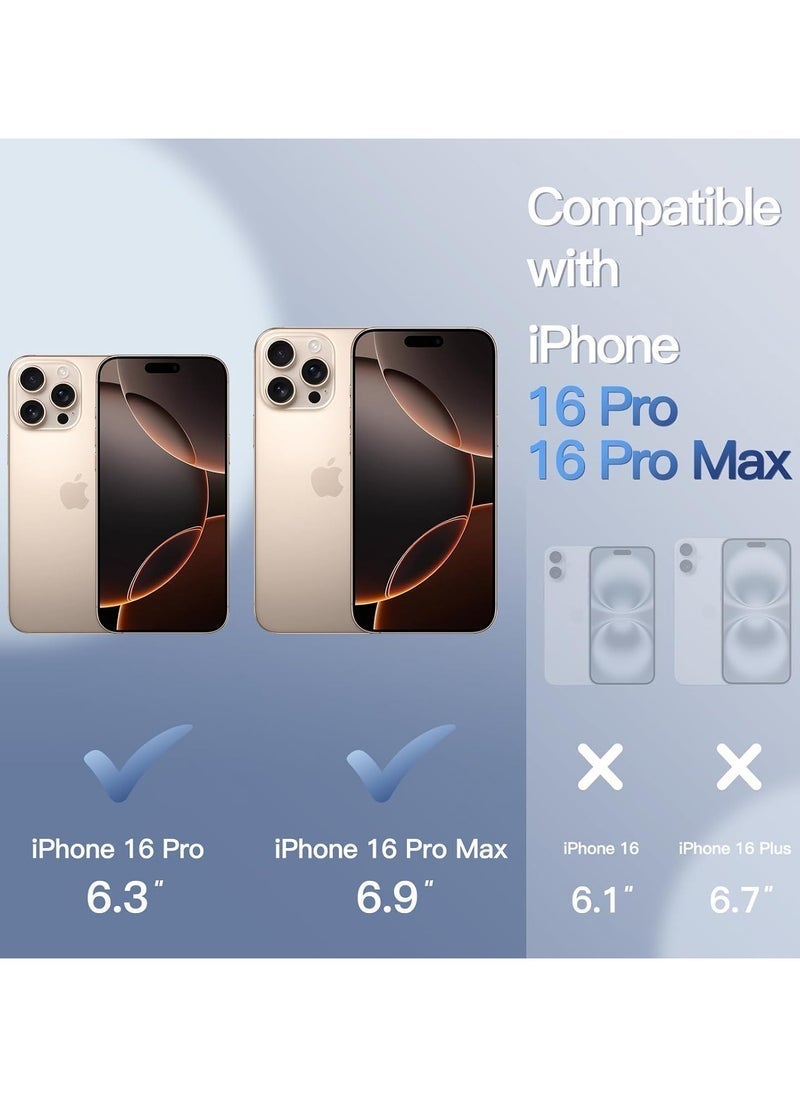 Raxoom Camera Lens Protector for iPhone 16 Pro 6.3-Inch and iPhone 16 Pro Max 6.9-Inch, Bling Glitter Individual 9H Tempered Glass Metal Ring Cover, HD Clear, 1 Set (Desert Titanium) - Image 2