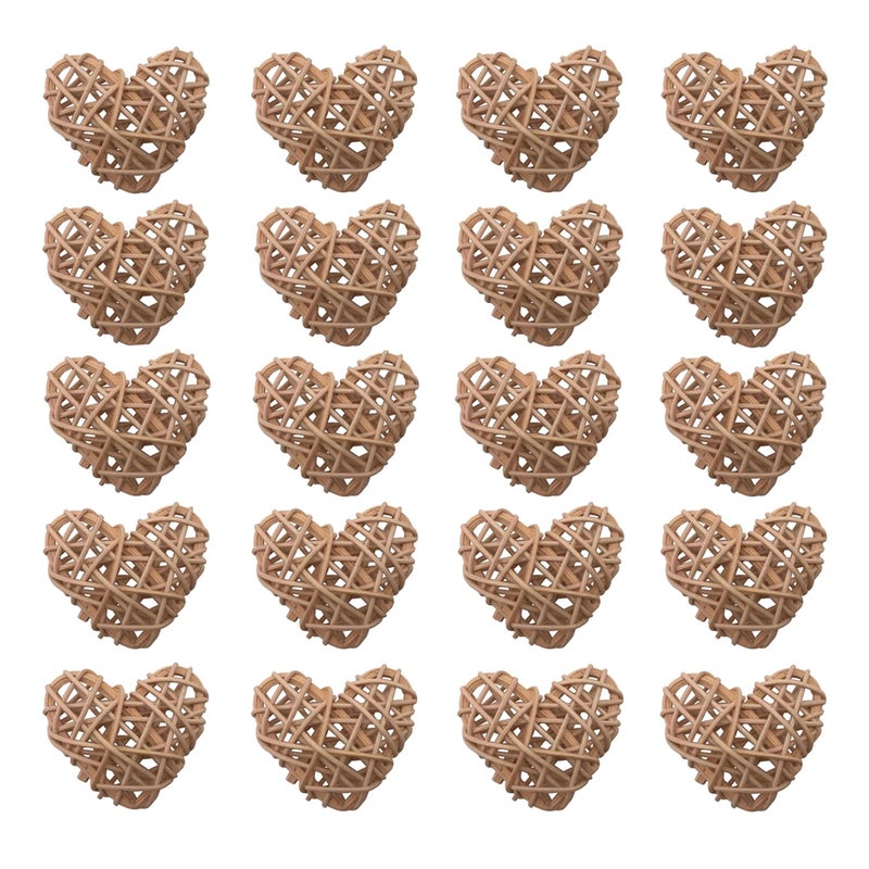 Cartsyou Heart Rattan Ball Sepakraga Vase Filler Ball Craft Photo Shooting Props for Garden Home Decor Christmas Tree Ornament Wedding Birthday Valentine's Day Baby Shower (Natural 5cm 20pcs) - Image 2