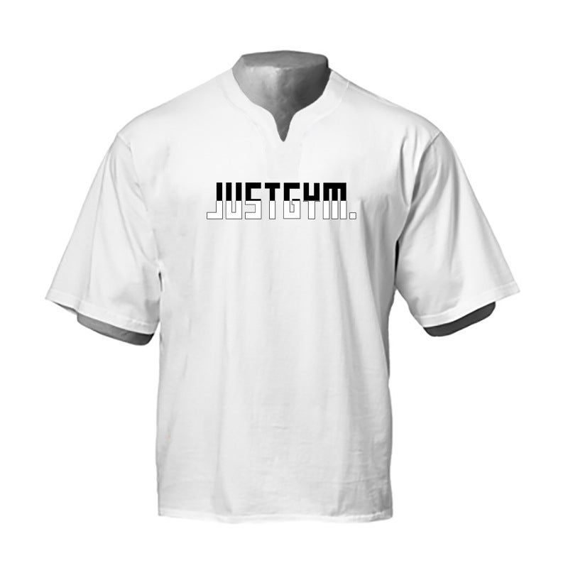 Sports Short-Sleeved Men'S T-Shirt Loose Fashion Brand Drop-Shoulder Sleeve Training Muscle Iron Summer Thin Ins - Image 1