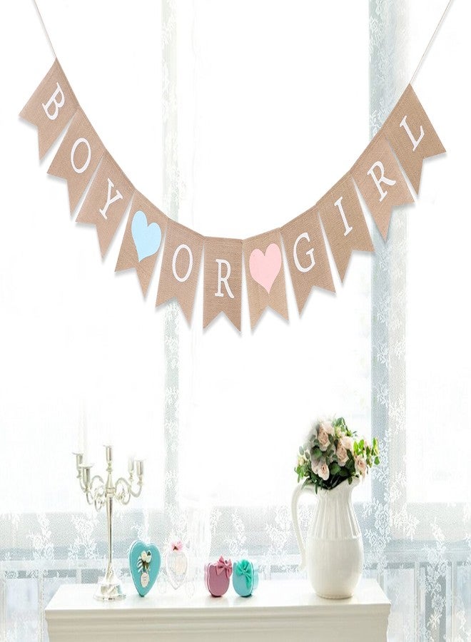 WAWOO Boy or Girl Burlap Banner - Rustic Gender Reveal Banner, Baby Shower Decorations - Image 3