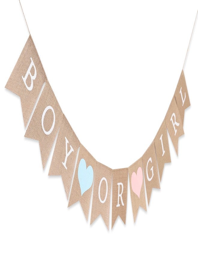 WAWOO Boy or Girl Burlap Banner - Rustic Gender Reveal Banner, Baby Shower Decorations - Image 5