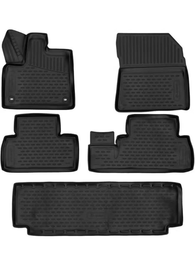 3D Rubber Car Floor Mat Set, 5-Piece Custom Fit Interior Floor Liners, Anti-Slip Waterproof All-Weather Protection, Easy to Clean - Image 1