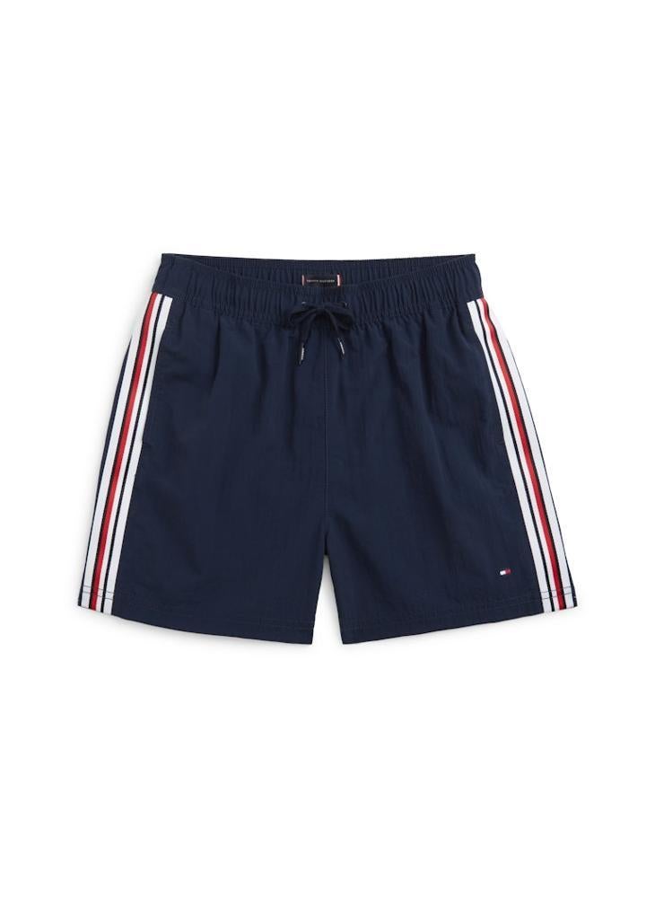 TOMMY HILFIGER Global Stripe Mid Length Swim Shorts - Image 2