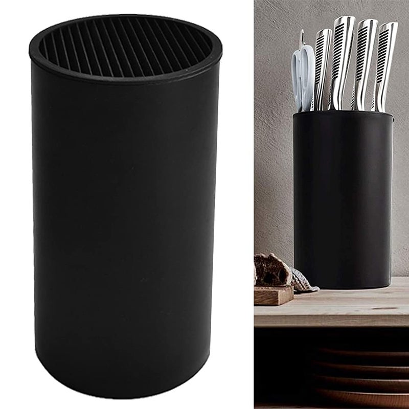 Knife Block Detachable Round Knife Holder Only Knife Storage Stand Keep Knives Organized and Clean Black