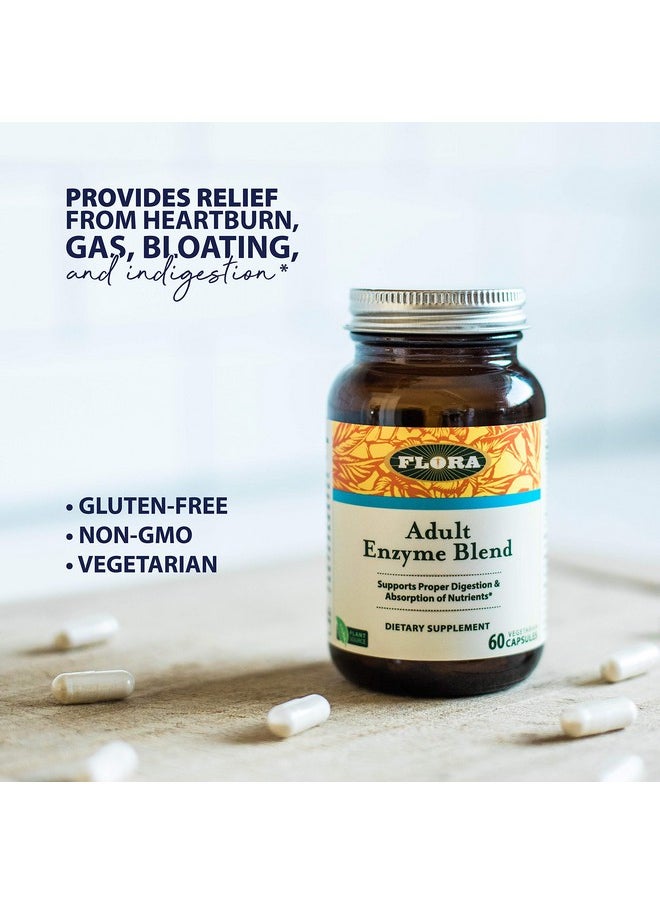 Flora Adult Enzyme Blend Aids In Digestion Enhances Digestion & Absorption Of Nutrients 60 Vegetarian Capsules  - Image 4