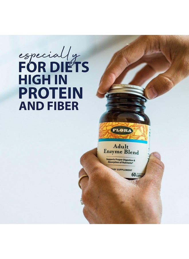 Flora Adult Enzyme Blend Aids In Digestion Enhances Digestion & Absorption Of Nutrients 60 Vegetarian Capsules  - Image 3