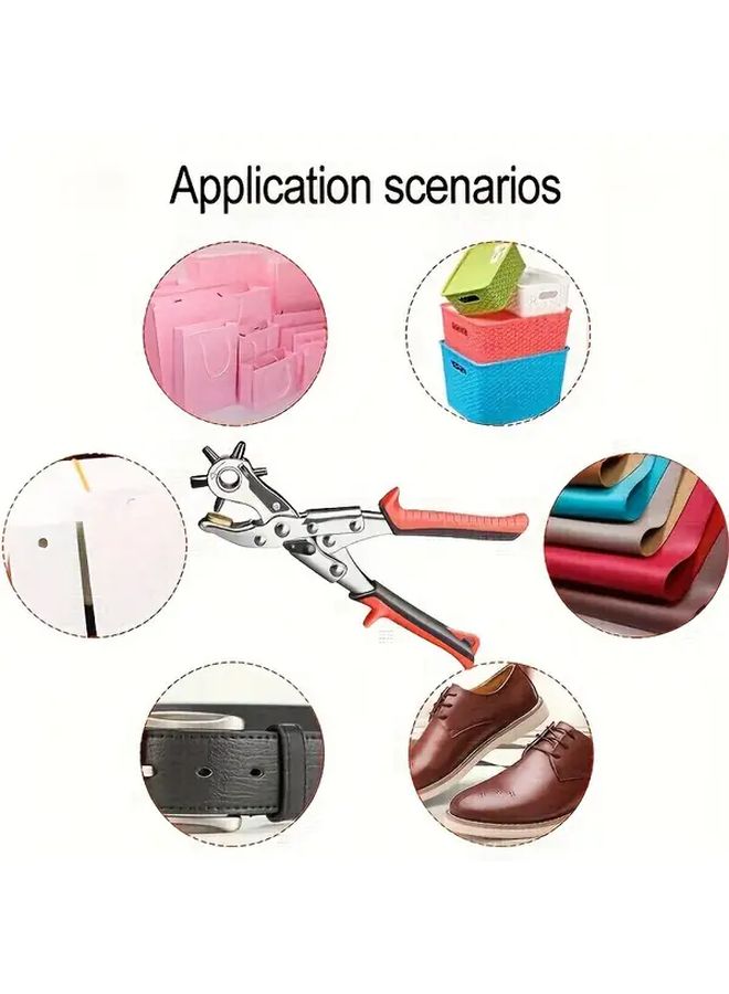 Heavy Duty Faux Leather Hole Punch Manual Tool With Red Rubber Grip 1pc - Image 5
