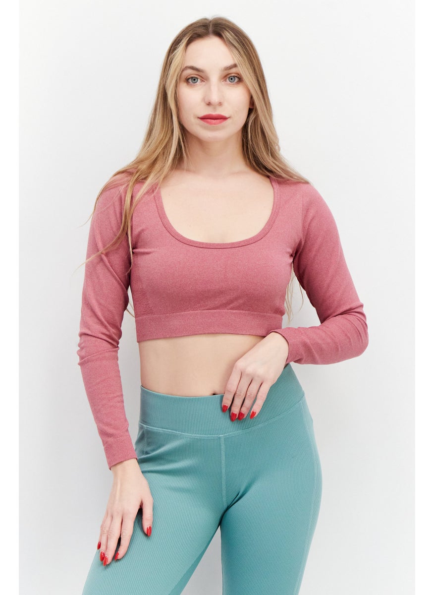 NEW LOOK Women Sportswear Fit Long Sleeves Training Top, Red  - Image 1