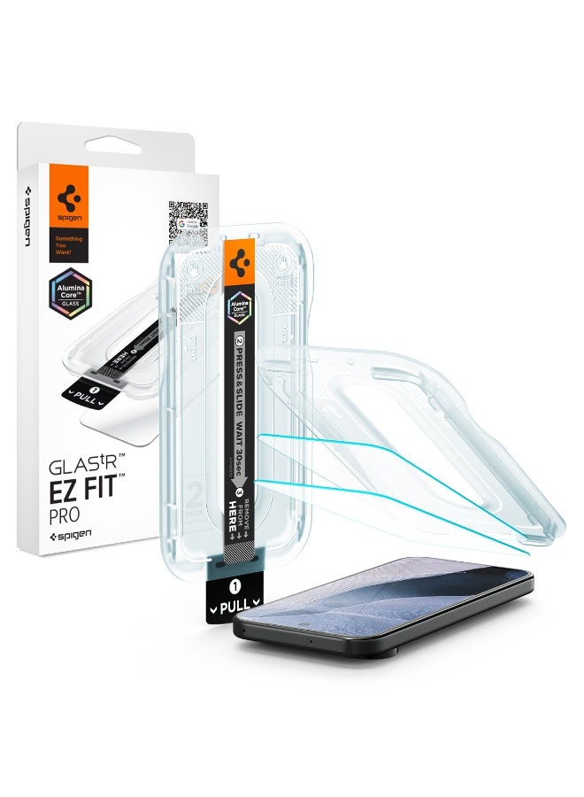 Spigen GLAStR EZ Fit Pro for Google Pixel 11 | Pixel 11 PRO Screen Protector [2 PACK] 10H+ AluminaCore Tempered Glass Military Grade [Auto Alignment / Dust Removal] Case Friendly - 2 Pack - Image 1