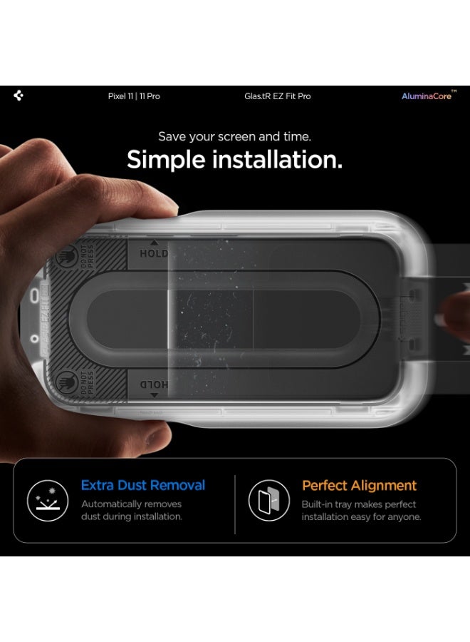 Spigen GLAStR EZ Fit Pro for Google Pixel 11 | Pixel 11 PRO Screen Protector [2 PACK] 10H+ AluminaCore Tempered Glass Military Grade [Auto Alignment / Dust Removal] Case Friendly - 2 Pack - Image 5