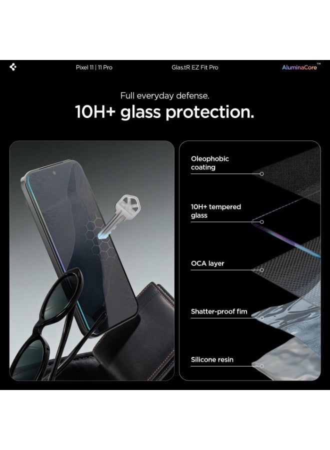 Spigen GLAStR EZ Fit Pro for Google Pixel 11 | Pixel 11 PRO Screen Protector [2 PACK] 10H+ AluminaCore Tempered Glass Military Grade [Auto Alignment / Dust Removal] Case Friendly - 2 Pack - Image 4