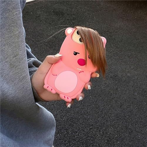 QoKcoahn Case Compatible with iPhone 16Cute 3D Kawaii Funny Ugly Beaver Cartoon Cover with Keychain Soft Silicone Gel Drop Protector Women Girls - Image 3