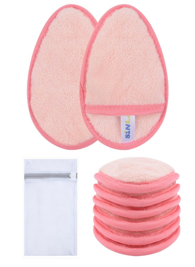 SINLAND Reusable Makeup Remover Pads For Face,Eye,Lips Microfiber Gentle Facial Cleansing Cloths for All Skin Types Friendly for Makeup Remover With Laundry Bag 5.1inchx3.93inch Pink Pack of 6 - Image 1