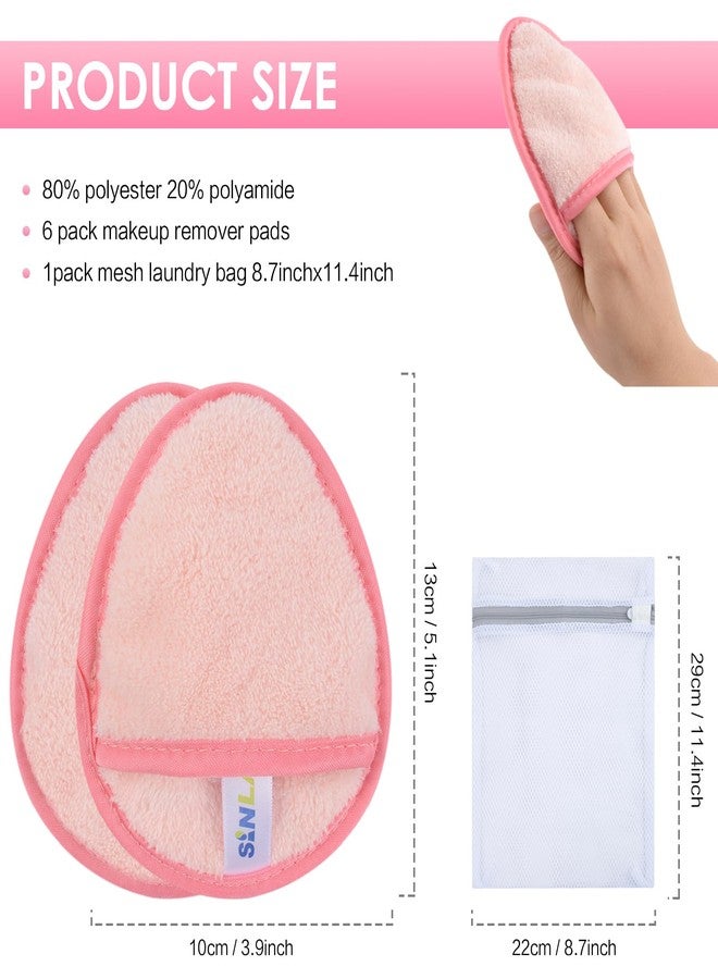 SINLAND Reusable Makeup Remover Pads For Face,Eye,Lips Microfiber Gentle Facial Cleansing Cloths for All Skin Types Friendly for Makeup Remover With Laundry Bag 5.1inchx3.93inch Pink Pack of 6 - Image 2