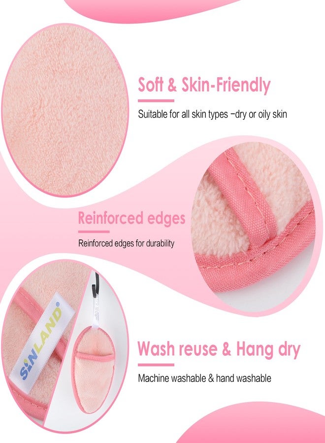 SINLAND Reusable Makeup Remover Pads For Face,Eye,Lips Microfiber Gentle Facial Cleansing Cloths for All Skin Types Friendly for Makeup Remover With Laundry Bag 5.1inchx3.93inch Pink Pack of 6 - Image 4