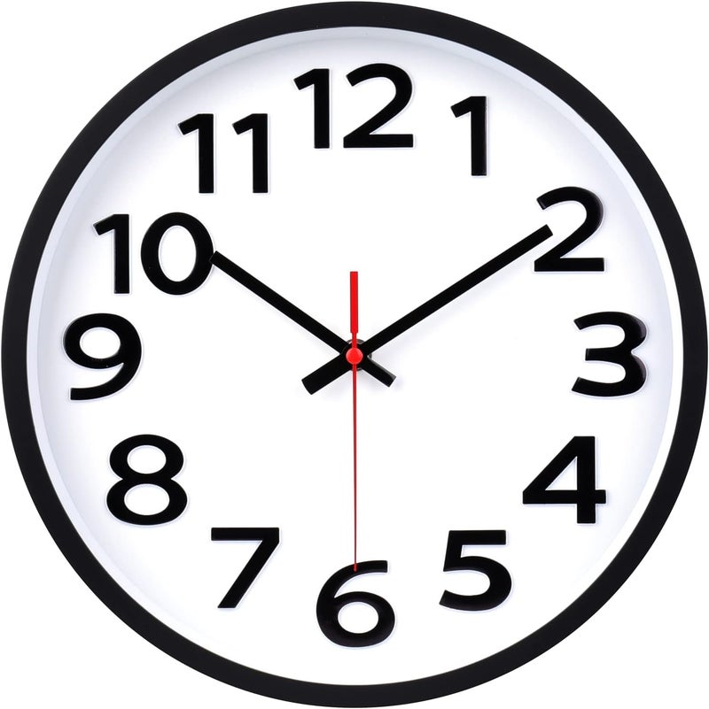 Crosstime Wall Clock 12 Inch Silent Non-Ticking Big Numbers Easy to Read Wall Clocks Decorative for Office School Bedroom Home - Image 1