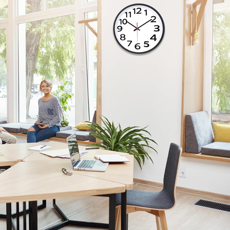Crosstime Wall Clock 12 Inch Silent Non-Ticking Big Numbers Easy to Read Wall Clocks Decorative for Office School Bedroom Home - Image 4