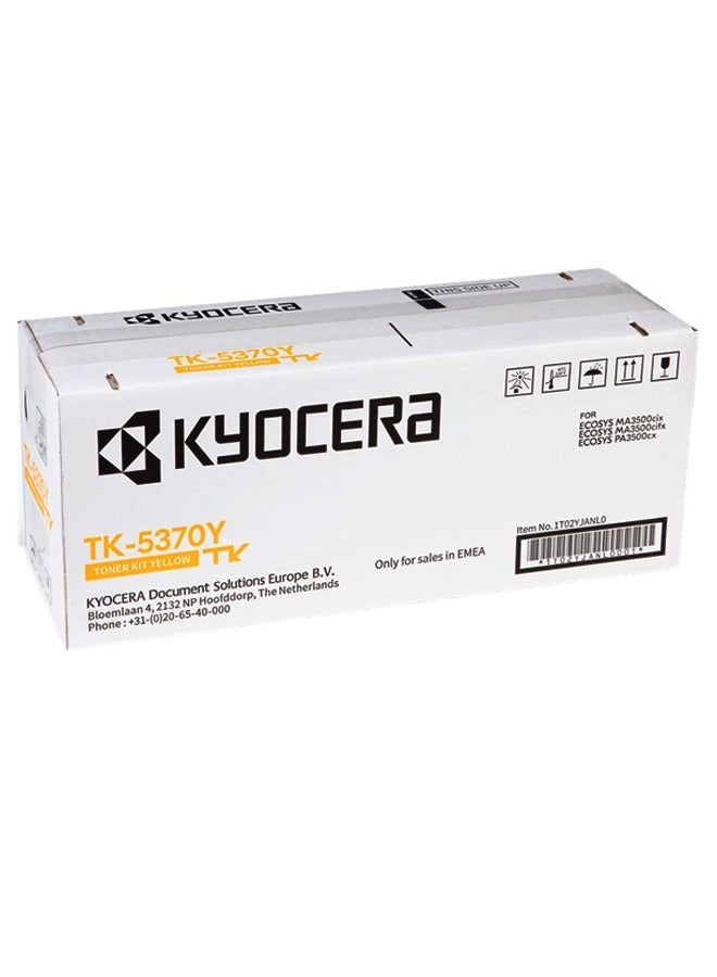 Kyocera TK-5370 Yellow Toner Printer Compatible with PA3500cx, MA3500cix and MA3500cifx. Original Toner Cartridge for up to 5000 Pages - Image 1