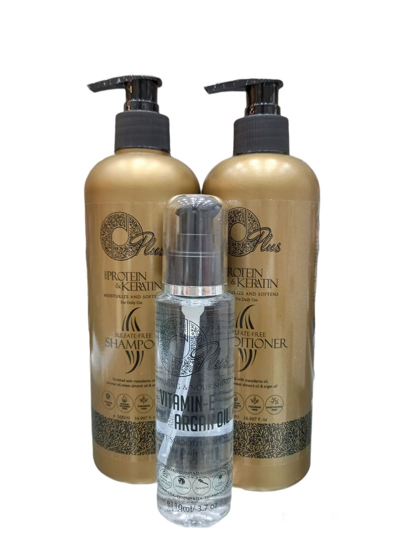 Oplus Shampoo 500ml and Conditioner 500 ml for Keratin Treated Hair and O Plus Anti Frizz Serum 110 ml it Does Not Contain Sulfates or Sodium - Image 1